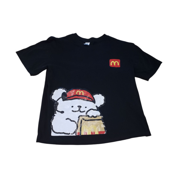 McDonald's Bear Panda T-Shirt Large Black Cartoon Fast Food Tee Graphic Crewneck - Picture 1 of 8